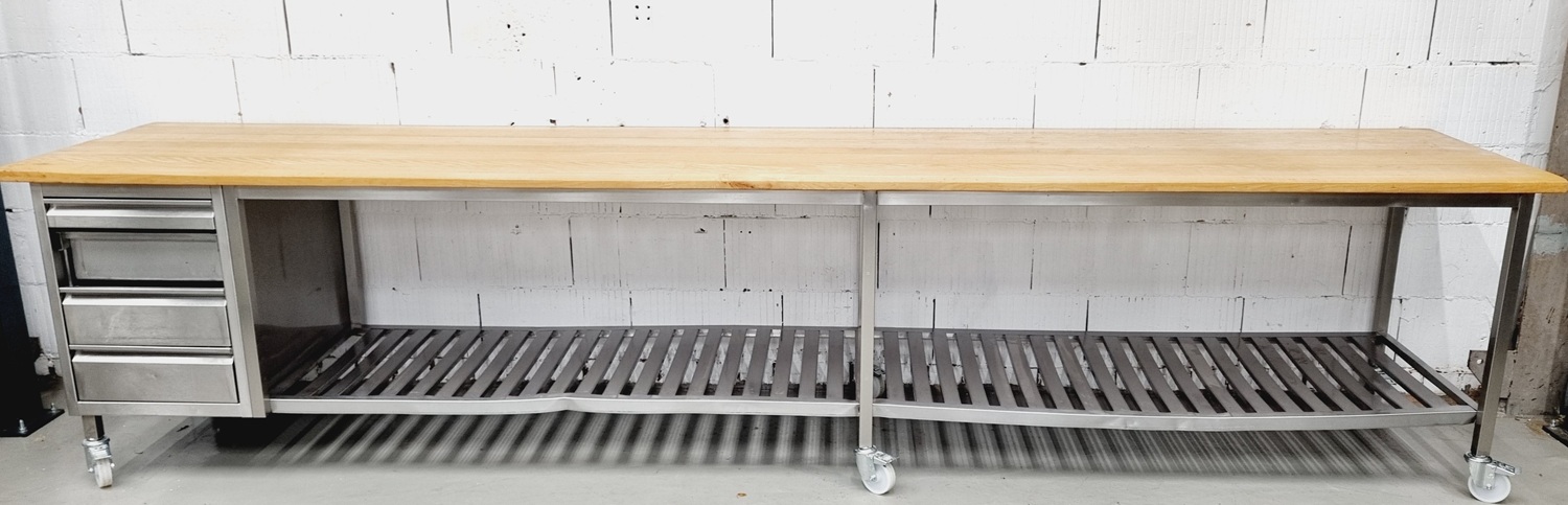 Arbeitstisch AT 4000 mit Buchenholzplatte fahrbar