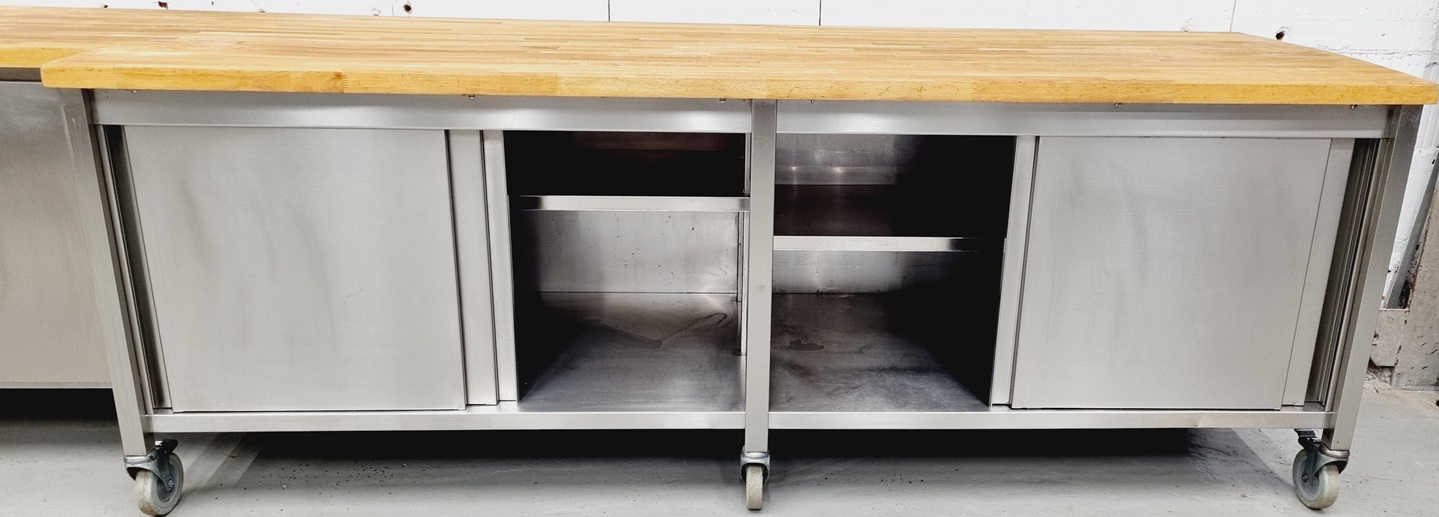 Arbeitstisch AT 3500 mit Buchenholzplatte fahrbar